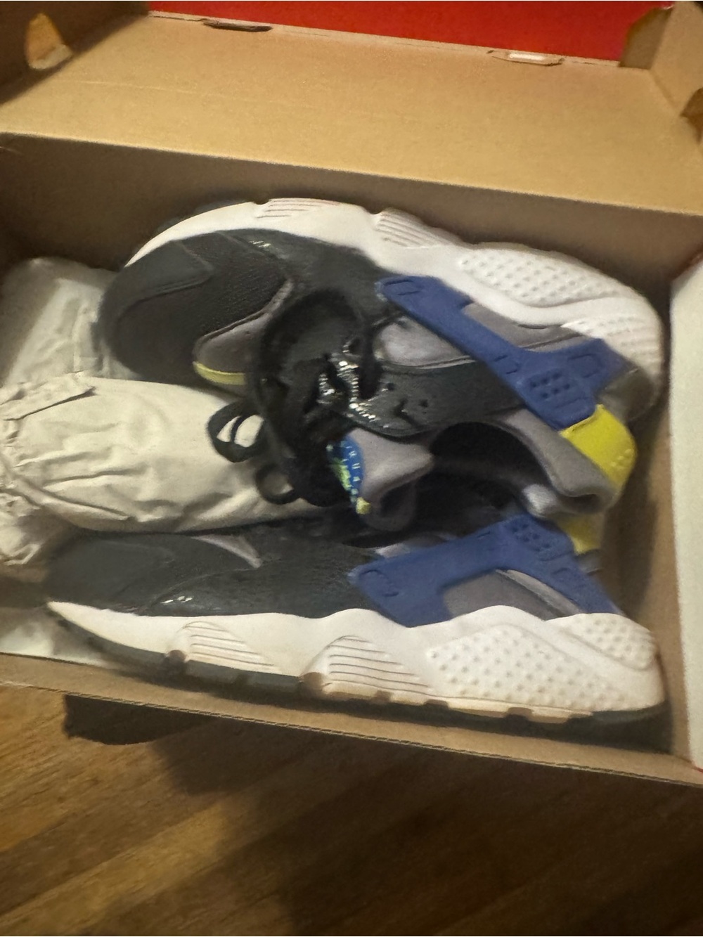 Nike Kids Gray, Blue & Yellow Athletic Sneakers